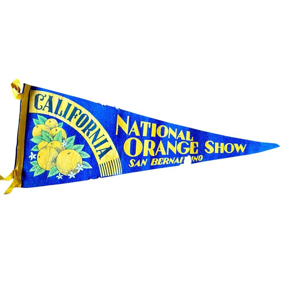 Vtg National Orange Show San Bernardino California Felt Pennant MCM Souvenir 28"
